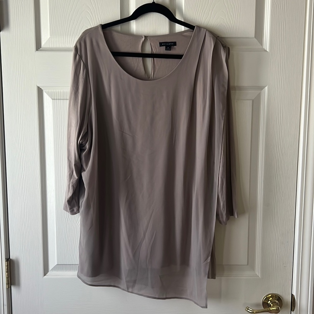 H by Halston Beige Shift Blouse/Tunic, Sz 2X